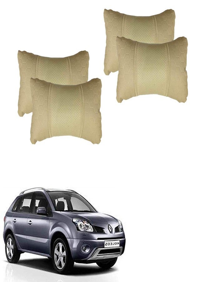 PulGos Beige Football Design Car Neck Rest Cushion with Adjustable Straps (Pair of 2)_756 - Image 1