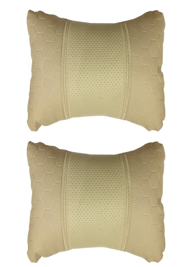 PulGos Beige Football Design Car Neck Rest Cushion with Adjustable Straps (Pair of 2)_756 - Image 2