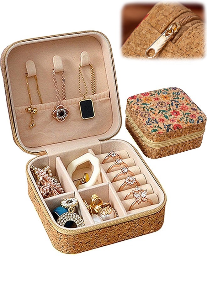 Quantum Jewelry Storage Box, Small Retro Print Jewelry Organizer Box, Portable PU Leather Mini Storage for Rings Earrings Necklaces - Image 1