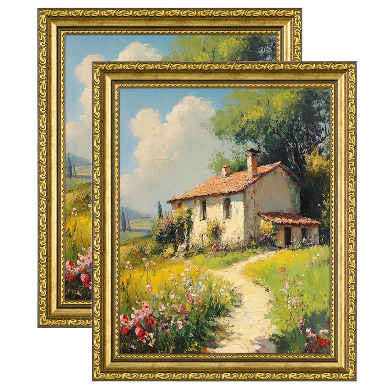 eletecpro 8x10 Picture Frames Set of 2 Gold Picture Frames with Glass Cover Vintage Photo Frame Displays 5x7 Photo with Mat or 8x10 without Mat for Tabletop or Wall Decor Gold - Image 2
