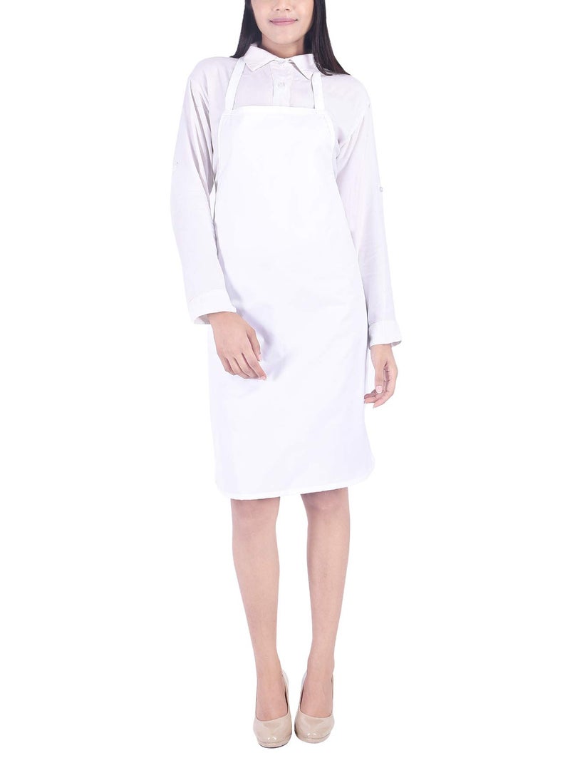 Switchon Polyester Plain Free Size Chef's Cooking Bib Apron with One Pockets Kitchen Apron- White 23x30 inch (57x77cm) Proudly Made in India - Image 1