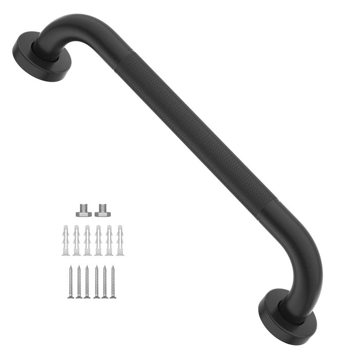 16 INCH ANTI SLIP SHOWER GRAB BAR OIL RUBBED BLACK BATHROOM GRAB BAR KNURLED BATHROOM BALANCE BARSAFETY HAND RAIL SUPPORT HANDICAP ELDERLY INJURY SENIOR ASSIST BATH HANDLE