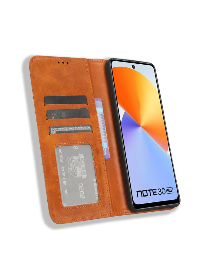 زبون جراب لهاتف Infinix Note 30 4G مصنوع من الجلد بمشبك مغناطيسي بتصميم كلاسيكي - Image 4