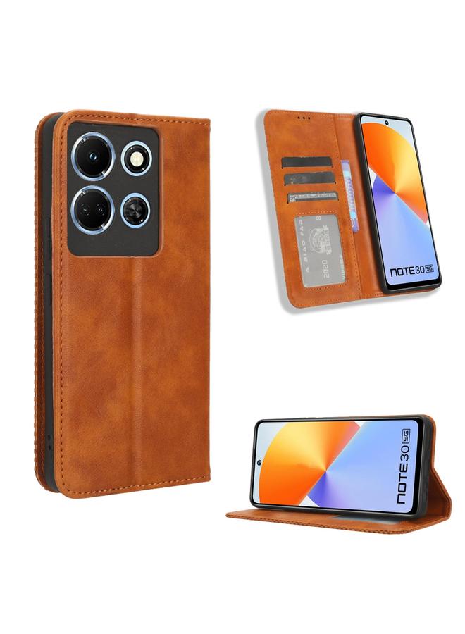 زبون جراب لهاتف Infinix Note 30 4G مصنوع من الجلد بمشبك مغناطيسي بتصميم كلاسيكي - Image 1