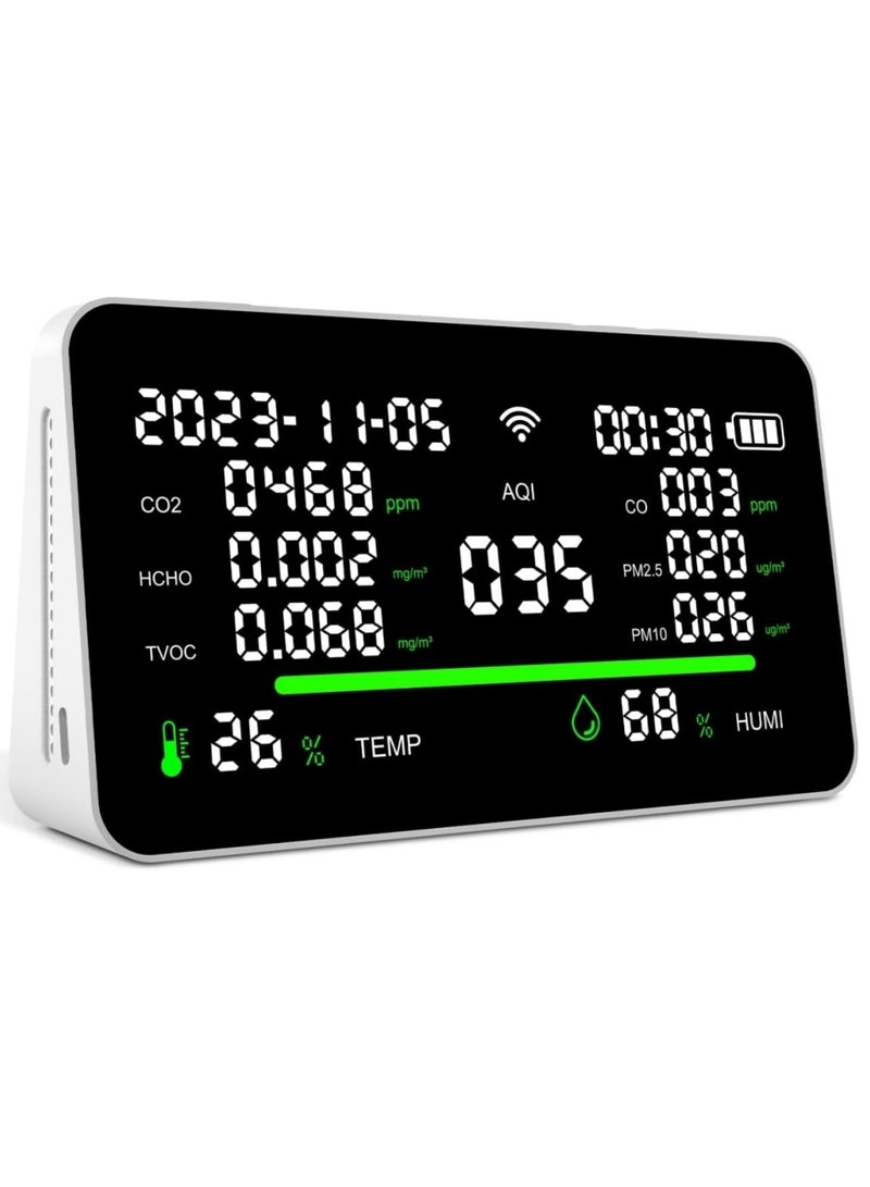 Ru syanl 11-in-1 Air Quality Monitor Indoor CO₂/TVOC/AQI/PM2.5/Thermometer/Humidity Monitor Portable Smart Carbon Monoxide Detectors for Home Office Outdoor - Image 1