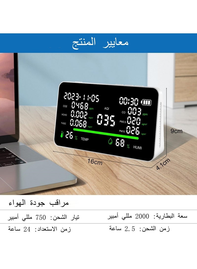 Ru syanl 11-in-1 Air Quality Monitor Indoor CO₂/TVOC/AQI/PM2.5/Thermometer/Humidity Monitor Portable Smart Carbon Monoxide Detectors for Home Office Outdoor - Image 5