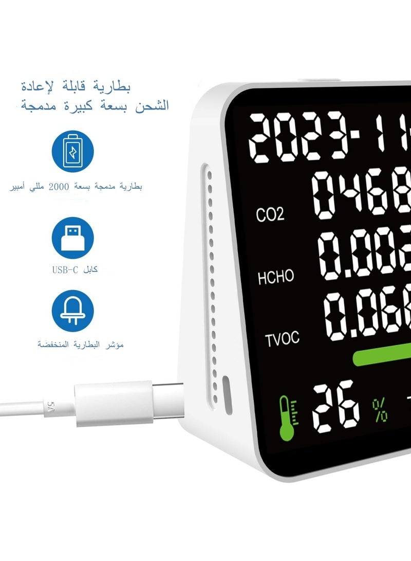 Ru syanl 11-in-1 Air Quality Monitor Indoor CO₂/TVOC/AQI/PM2.5/Thermometer/Humidity Monitor Portable Smart Carbon Monoxide Detectors for Home Office Outdoor - Image 4