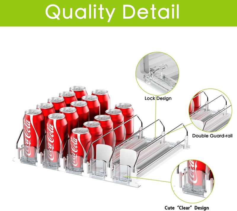 IBORING Drink Organizer for Fridge,Self Pushing Fridge Drink Organizer,Automatic Drink Dispenser for Fridge-Holds up to 25 Cans - Image 5