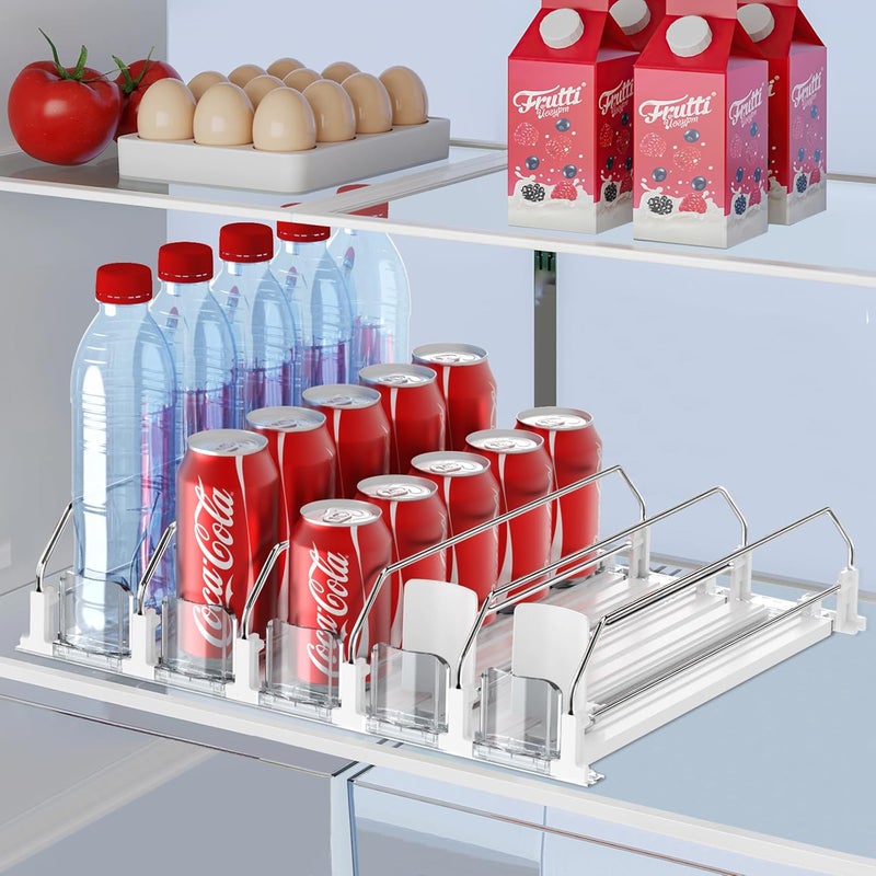 IBORING Drink Organizer for Fridge,Self Pushing Fridge Drink Organizer,Automatic Drink Dispenser for Fridge-Holds up to 25 Cans - Image 1