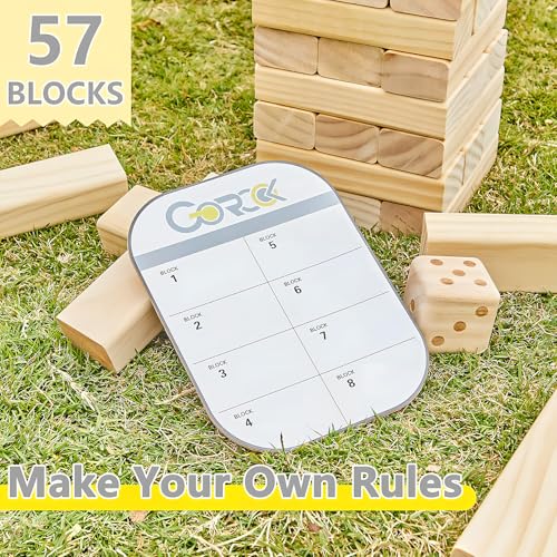 GOROCK Giant Tumbling Tower Game，57Pcs Wooden Block Stacking Game （Over 4.2FT），Classic Family Indoor Outdoor Yard Party Games for Kids and Adults with Carry Bag - Image 5
