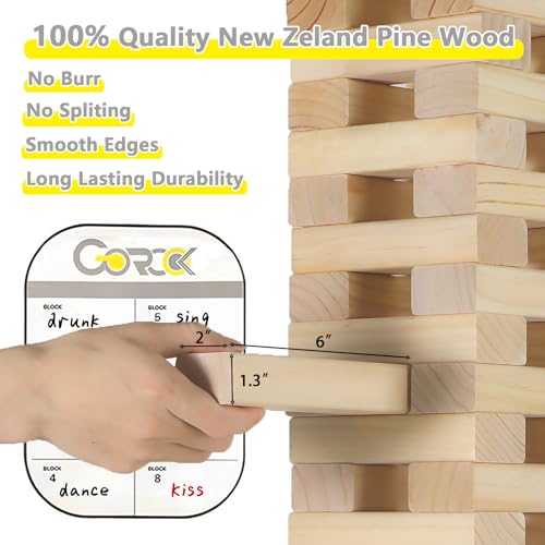 GOROCK Giant Tumbling Tower Game，57Pcs Wooden Block Stacking Game （Over 4.2FT），Classic Family Indoor Outdoor Yard Party Games for Kids and Adults with Carry Bag - Image 4
