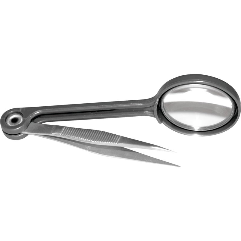 Performance Tool W3213 4x Magnifying Glass with Stainless Steel Tweezer for Detailed Projects Durable Plastic Handle and Frame - Image 3
