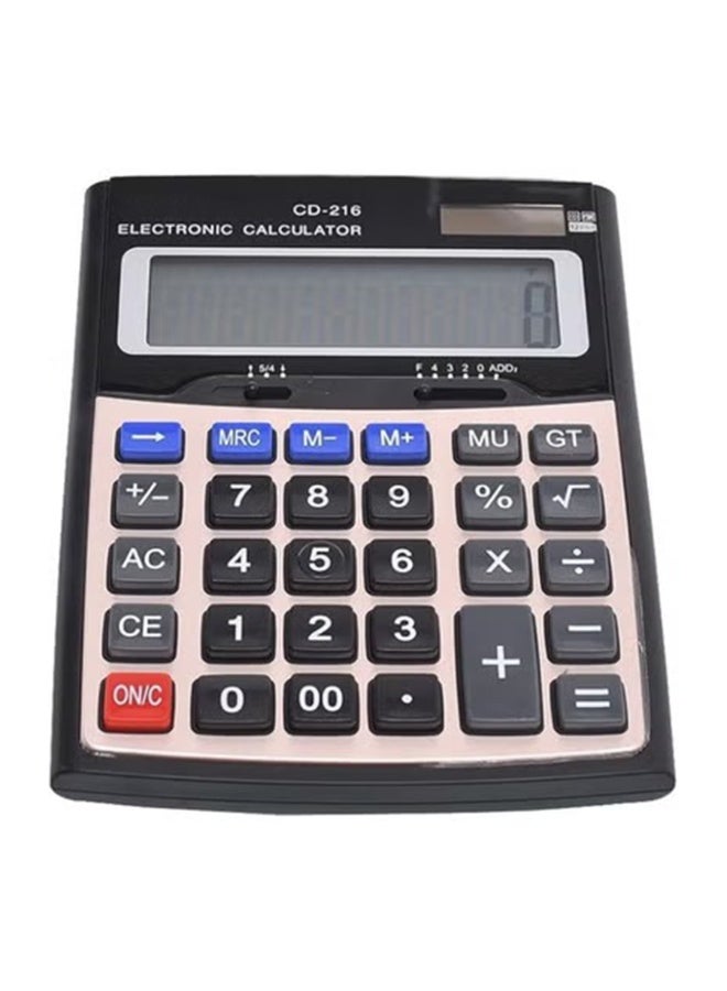 آلة حاسبة مكتبية CD-216 شاشة LCD مكونة من 12 رقمًا مع وظيفة مزدوجة لحساب الطاقة وهامش الربح آلة حاسبة عملية ومتينة مصممة للاستخدام المكتبي والمدرسي، تتميز بشاشة عرض كبيرة ووظيفة حساب هامش الربح وهيكل قوي مقاوم للصدمات لضمان أداء يدوم طويلًا - Image 1