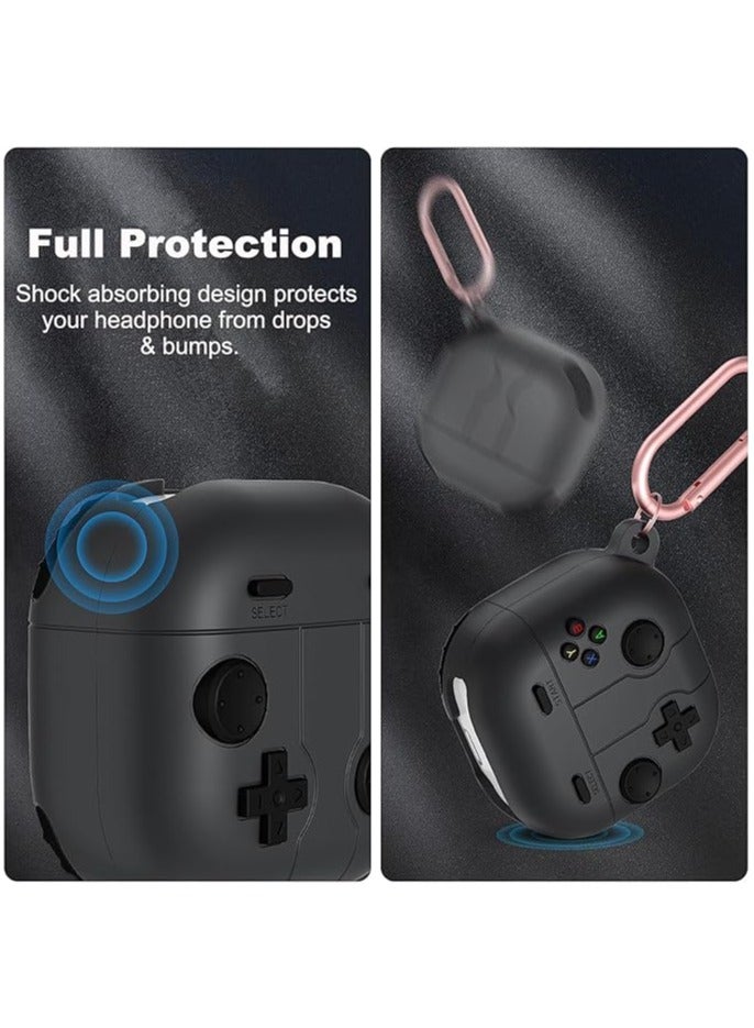 3D cartoon game console design case, compatible with Huawei Freebuds SE2 case, suitable for both men and women, comprehensive protection against falls, soft washable material.  Hook and clasp -Black - Image 5