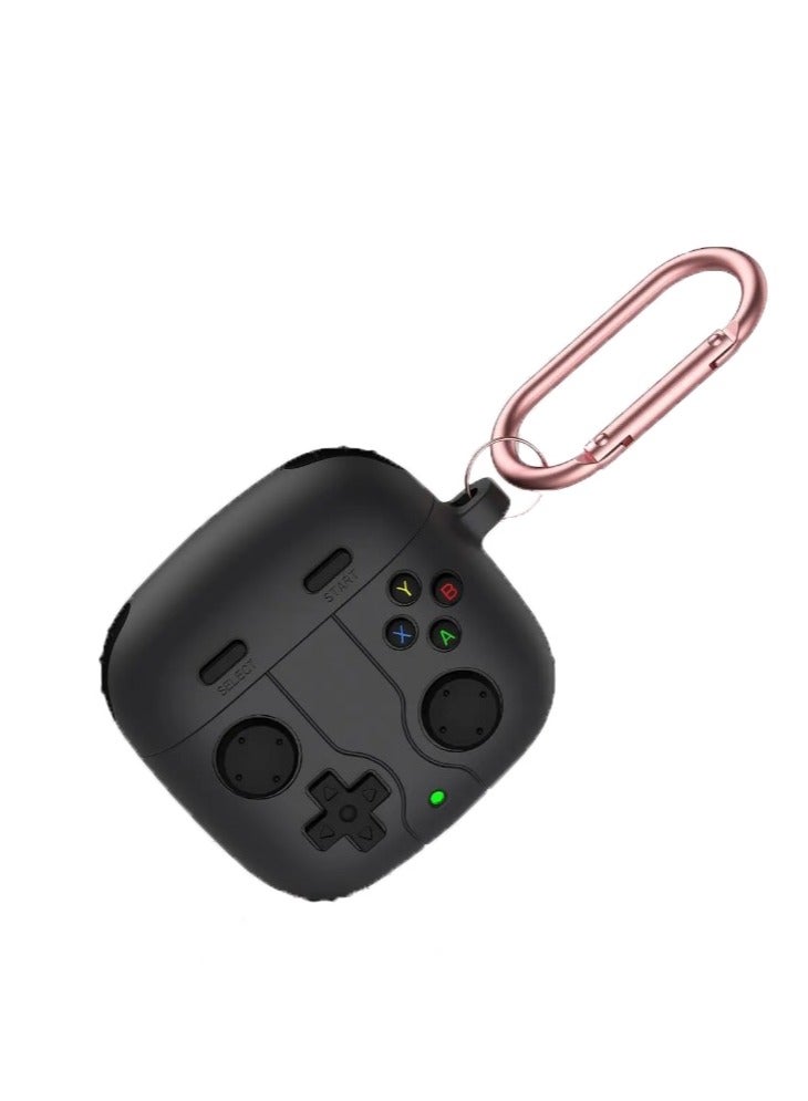 3D cartoon game console design case, compatible with Huawei Freebuds SE2 case, suitable for both men and women, comprehensive protection against falls, soft washable material.  Hook and clasp -Black - Image 1