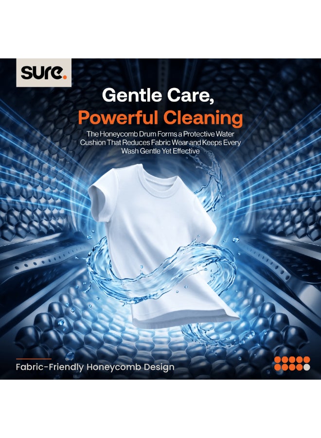 SURE 9KG Front Load Washing Machine, 1400 RPM Spin Speed, 16 Wash Programs, BLDC Inverter Motor, Steam Wash Function, LED Display, Double Layer Door, Silent Operation, Fully Automatic, Inox Finish, WMF-914 9 kg WMF-914 Inox Finish - Image 4