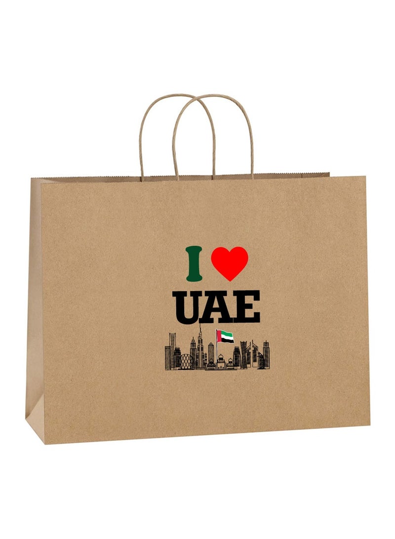 UAE National Day Celebration 12 Pcs of Kraft Bag With Handles Bulk Gift Bags Shopping Bags for Recycled Large Brown Paper Bags - Image 1