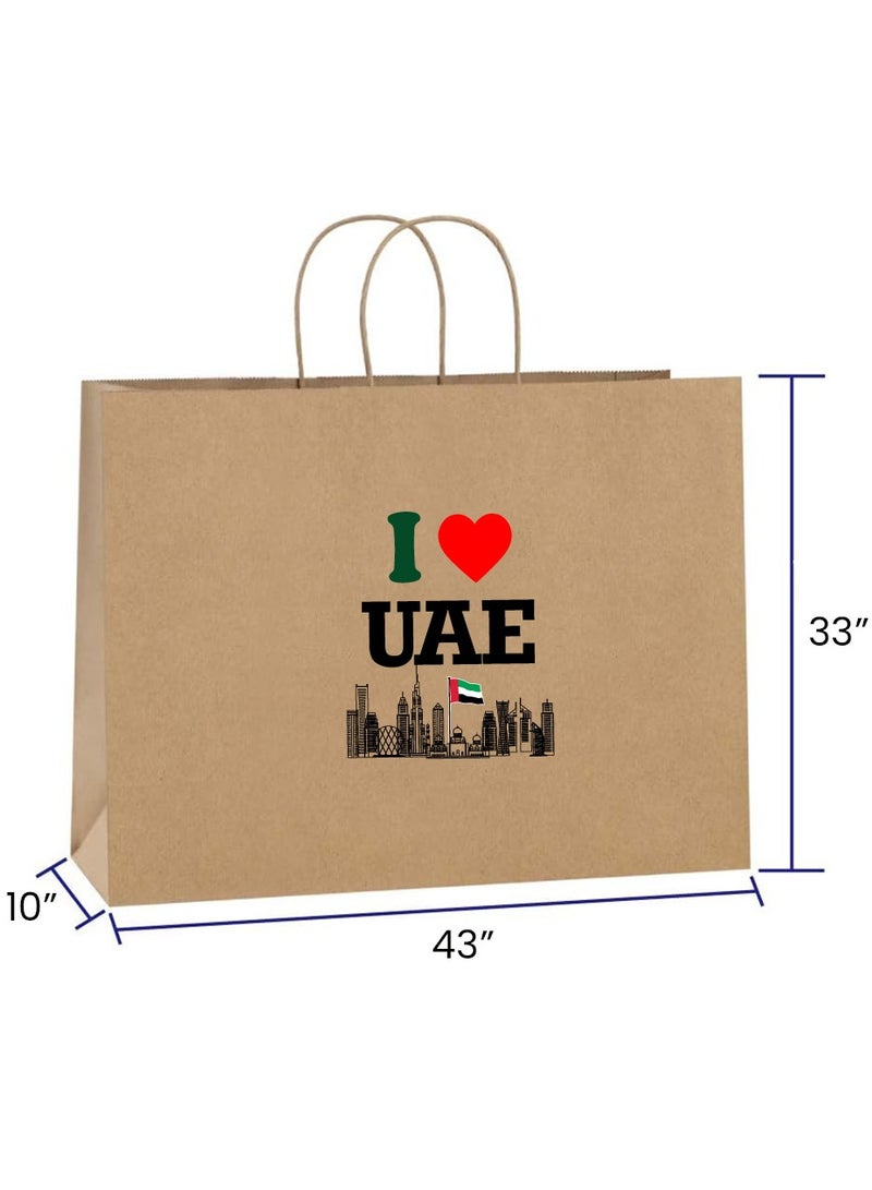 UAE National Day Celebration 12 Pcs of Kraft Bag With Handles Bulk Gift Bags Shopping Bags for Recycled Large Brown Paper Bags - Image 3