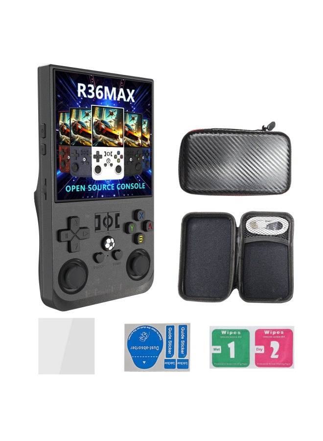 آلة الألعاب المحمولة R36sMAX بدقة 4K HD Double Battle Retro Arcade- لون المنتج: 128G- الموديل: أسود شفاف - Image 1
