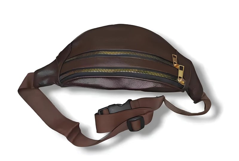 BigPlayer Stylish Unisex PU Leather Waist/Chest/Fanny/Pouch/Belt Sport Bag Travel Pouch Elegant Style Document Money for Men and Women Adjustable Strap (Brown, Pack of: 1) - Image 5