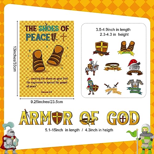 Harloon 41 Pcs Armor of God Bulletin Boards Religious Classroom Decorations Wall Christian Bible Verse Poster Medieval Knight Cutouts for Kids Teachers Jesus Church Sunday School Party Supplies - Image 3