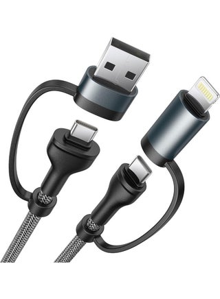 USB C Lightning Adapter Cable 60W USB C Cable PD Fast Charging 4 in 1 USB Multi Cable for iPhone 15 14 13,MacBook Pro 2023 iPad Mini 6,Samsung Galaxy S22 S21 S20 - view 4