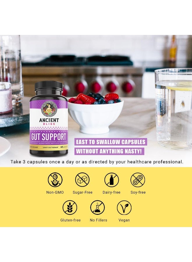 Ancient Bliss Leaky Gut Supplement, L Glutamine Capsules For Gut Support With Blessed Thistle And Hydrangea Root, Vegan And Non-Gmo, 60 Capsules - Image 5