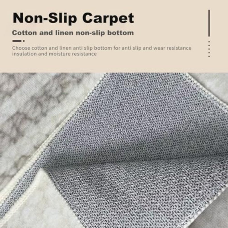 Cream Area Rug for Bedroom Living Room, 200 x 300cm Modern Large Rug Non-Slip Carpet Multisize Geometric Pad Oriental Mat for Dining Room Home Decor - Image 2