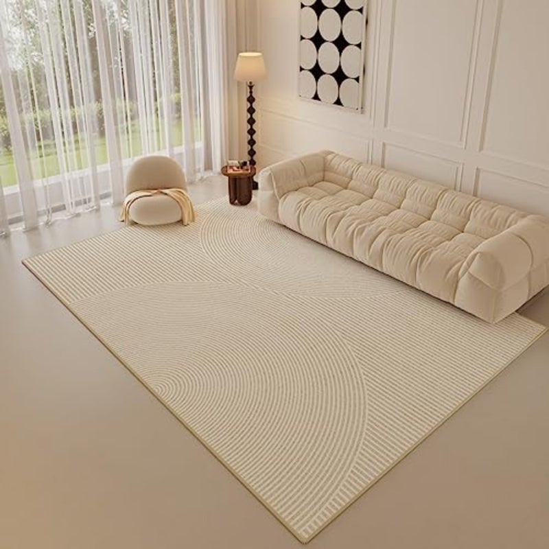 Cream Area Rug for Bedroom Living Room, 200 x 300cm Modern Large Rug Non-Slip Carpet Multisize Geometric Pad Oriental Mat for Dining Room Home Decor - Image 1