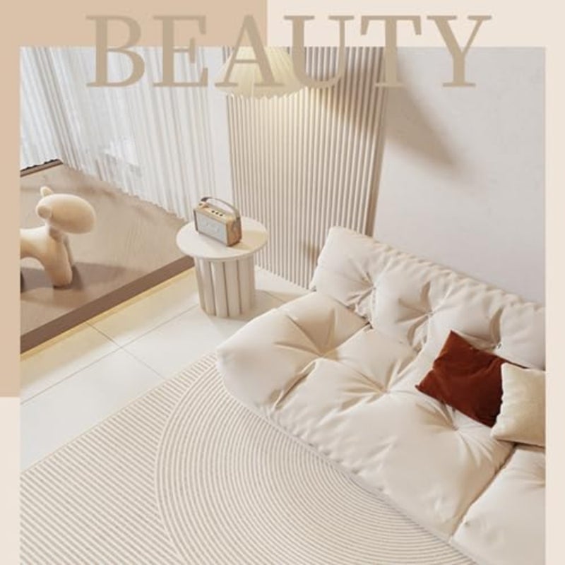 Cream Area Rug for Bedroom Living Room, 200 x 300cm Modern Large Rug Non-Slip Carpet Multisize Geometric Pad Oriental Mat for Dining Room Home Decor - Image 3