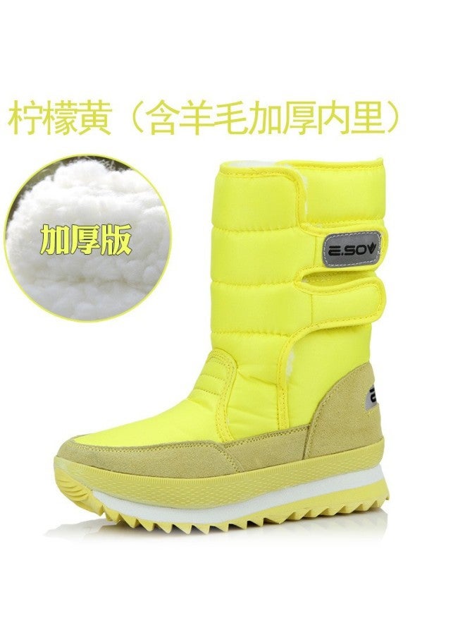 Winter New Arrival Fleece-lined Cotton Boots Waterproof Non-slip Thick-soled Snow Boots Thickened Flat-soled Women's Boots Mid-tube Warm Cotton Shoes