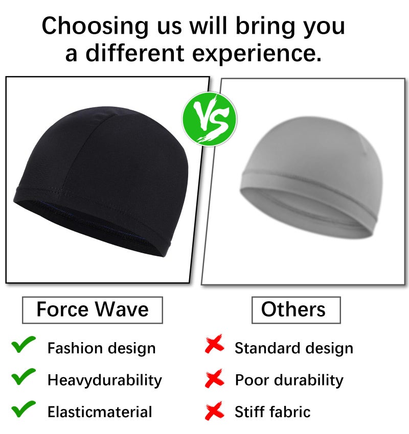 4 Pcs Wave Cap, Skull Cap for Men Silky Compression Stocking Caps - Image 3