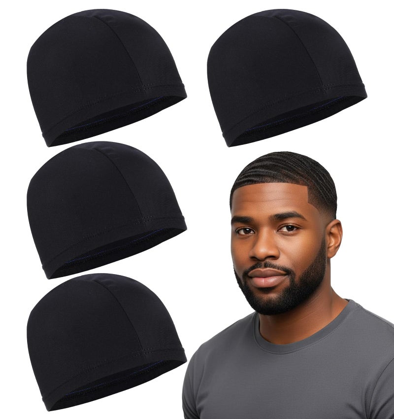 4 Pcs Wave Cap, Skull Cap for Men Silky Compression Stocking Caps - Image 1