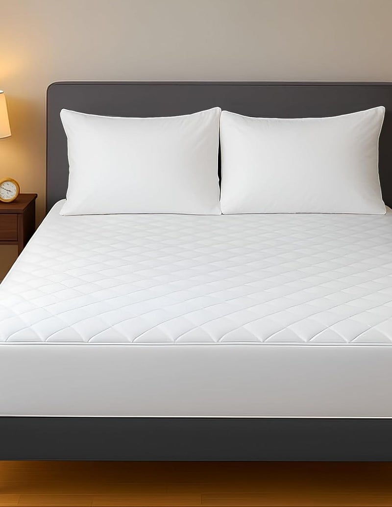 Oryx Home Quilted Fitted Mattress Protector with Stretch Skirt | Breathable, Hypoallergenic Bed Cover - Image 1