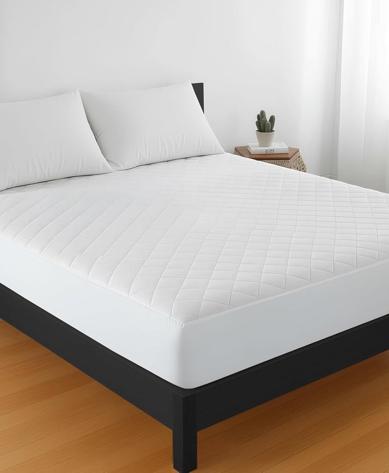 Oryx Home Quilted Fitted Mattress Protector with Stretch Skirt | Breathable, Hypoallergenic Bed Cover - Image 2