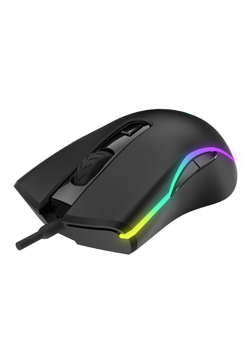 Ergonomic Wired Gaming Mouse with High Performance, 6 Buttons, 4 DPI Modes, Luminescence RGB Color