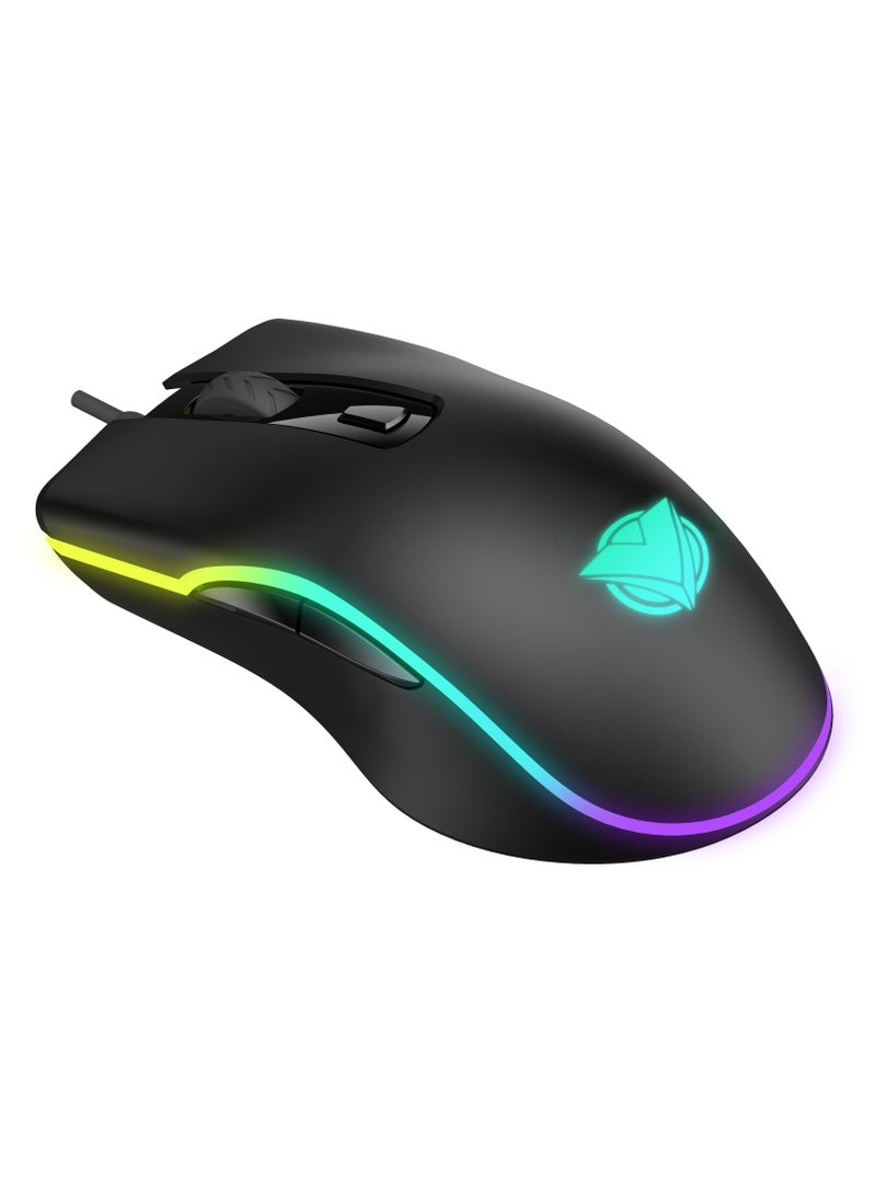 Ergonomic Wired Gaming Mouse with High Performance, 6 Buttons, 4 DPI Modes, Luminescence RGB Color