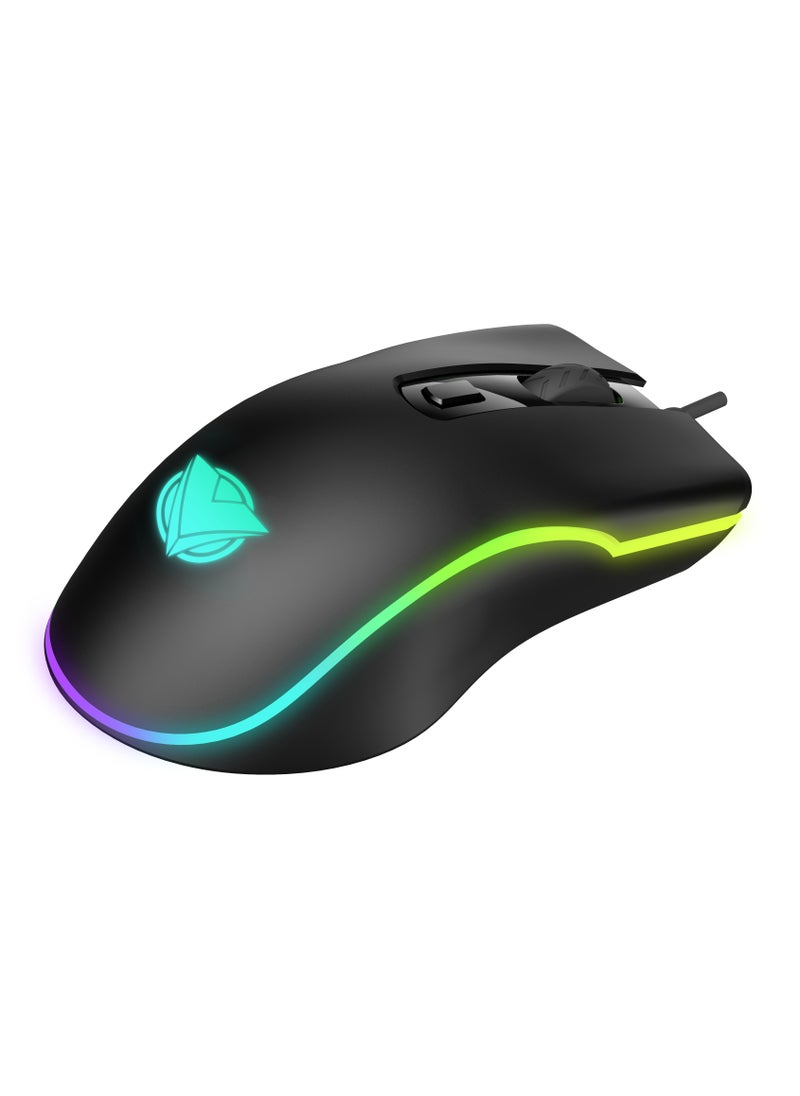 Ergonomic Wired Gaming Mouse with High Performance, 6 Buttons, 4 DPI Modes, Luminescence RGB Color