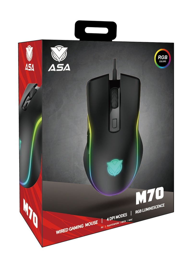 Ergonomic Wired Gaming Mouse with High Performance, 6 Buttons, 4 DPI Modes, Luminescence RGB Color