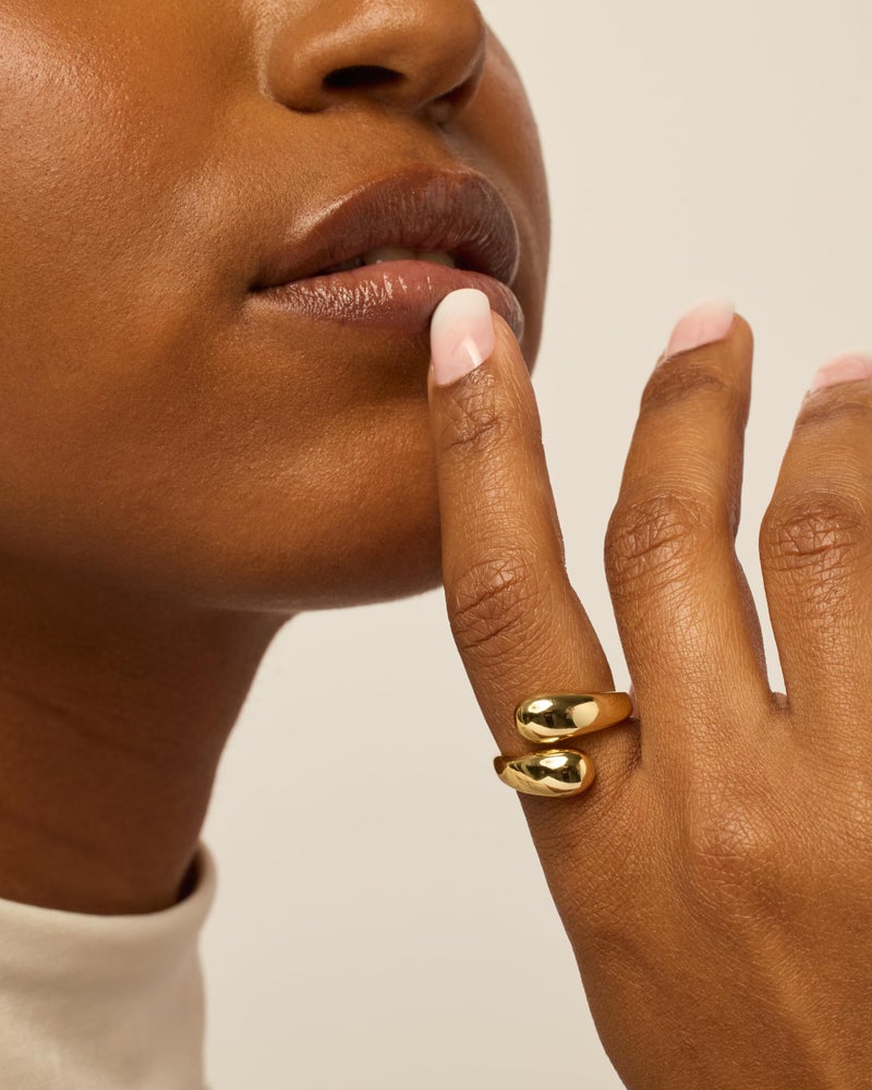 PAVOI 14K Yellow Gold Plated Chunky Open Twist Stackable Rings for Women | Bold Crossover Statement Ring Band | Size 9 - Image 2