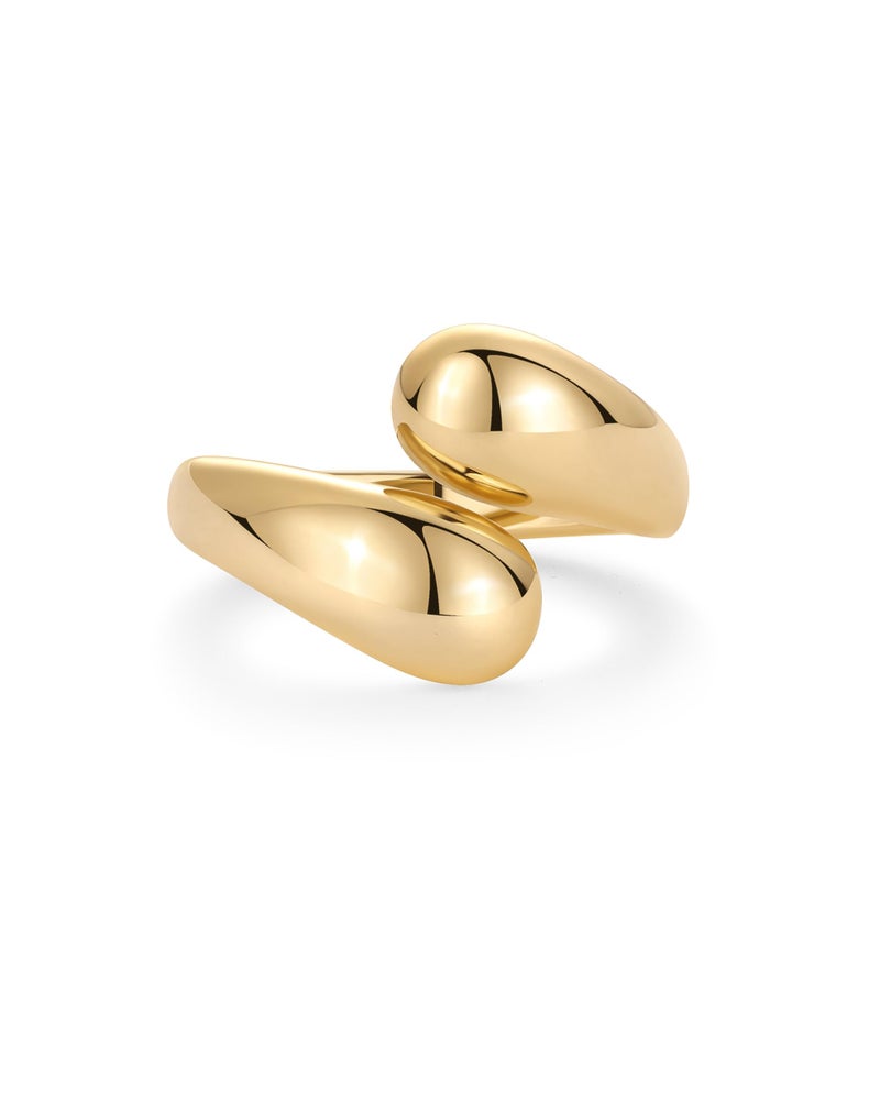 PAVOI 14K Yellow Gold Plated Chunky Open Twist Stackable Rings for Women | Bold Crossover Statement Ring Band | Size 9 - Image 3