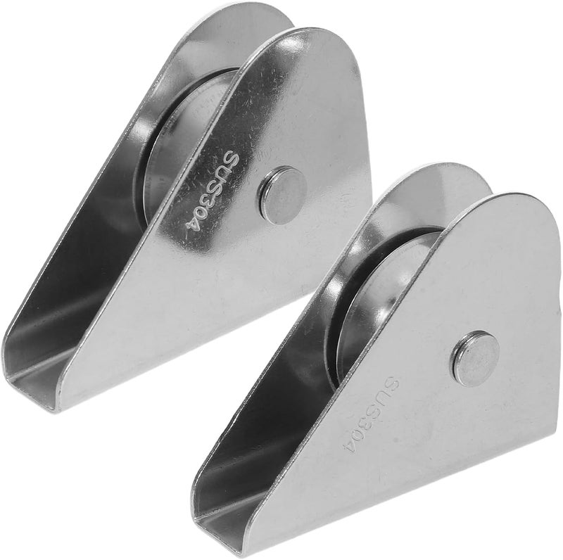 Stainless Steel Flagpole Pulley 2pcs, Single Sheave Metal Flag Lifting Pulley for Rope Wire Cable Systems, Outdoor Flagpole Accessory Replacement Hardware - Image 1