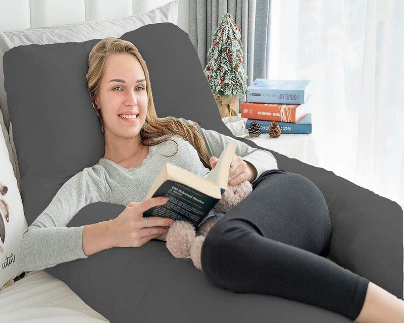 DADDY COOL Ultra Soft U Shape Pregnancy Pillow for Pregnant Women | Maternity Pillow for Pregnant Women | Stomach Support Pillow with 100% Cotton Washable Zippered Cover 55 x 30 Inch (Grey) - Image 3