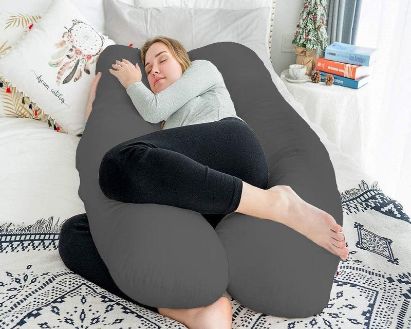 DADDY COOL Ultra Soft U Shape Pregnancy Pillow for Pregnant Women | Maternity Pillow for Pregnant Women | Stomach Support Pillow with 100% Cotton Washable Zippered Cover 55 x 30 Inch (Grey) - Image 2