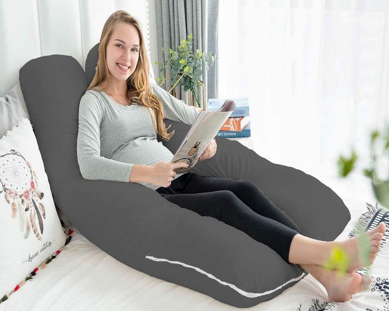 DADDY COOL Ultra Soft U Shape Pregnancy Pillow for Pregnant Women | Maternity Pillow for Pregnant Women | Stomach Support Pillow with 100% Cotton Washable Zippered Cover 55 x 30 Inch (Grey) - Image 4
