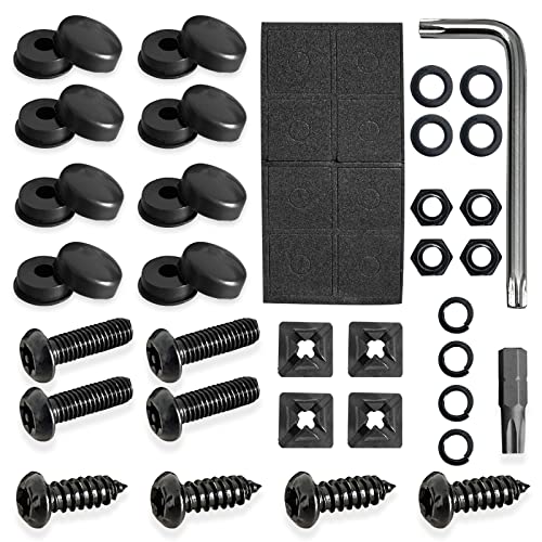 RBOKO Black Anti Theft License Plate Screws Kits, Rustproof Stainless Steel Car Tag Plate Mounting Hardware M6 (1/4") Tamper Proof, Matte Black Caps Covers Fastener Nut for Front Rear Frame Holder Mounting - Image 1