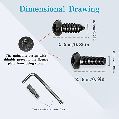 RBOKO Black Anti Theft License Plate Screws Kits, Rustproof Stainless Steel Car Tag Plate Mounting Hardware M6 (1/4") Tamper Proof, Matte Black Caps Covers Fastener Nut for Front Rear Frame Holder Mounting - Image 2