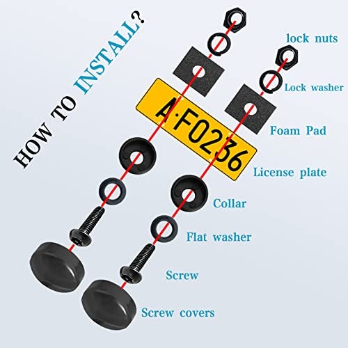 RBOKO Black Anti Theft License Plate Screws Kits, Rustproof Stainless Steel Car Tag Plate Mounting Hardware M6 (1/4") Tamper Proof, Matte Black Caps Covers Fastener Nut for Front Rear Frame Holder Mounting - Image 5