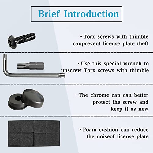 RBOKO Black Anti Theft License Plate Screws Kits, Rustproof Stainless Steel Car Tag Plate Mounting Hardware M6 (1/4") Tamper Proof, Matte Black Caps Covers Fastener Nut for Front Rear Frame Holder Mounting - Image 3