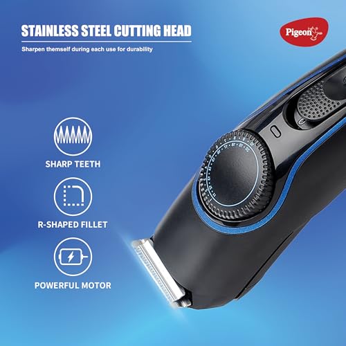 Pigeon Strike Battery Powered Beard Trimmer for Men| 40 Length settings| Stainless Steel Blade| USB C type Charging| 2 HR runtime| 2 HR charge time | 2 Years Warranty - Image 3